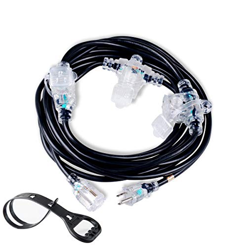 Yodotek 25FT Power Extension Cord 3 Prong,Four Nema 5-15R Female S...