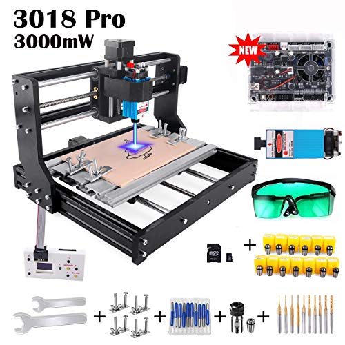 3000mW Laser Engraver CNC 3018 Pro GRBL Control Engraving Machine,...