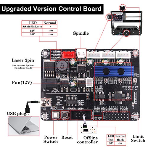 Upgrade Version CNC 3018 Pro-M GRBL Control DIY CNC Router Mach...