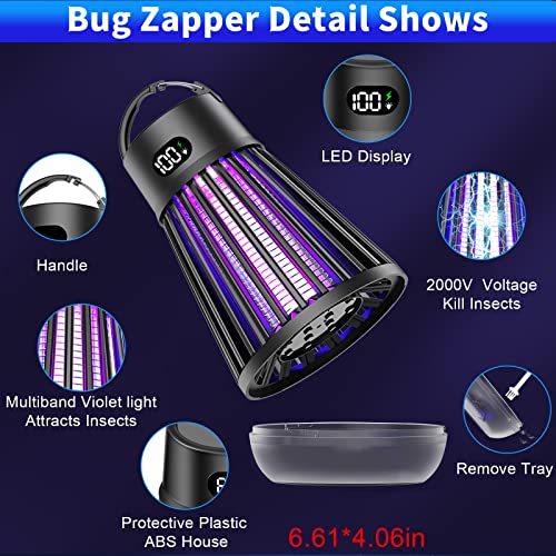 Bug Zapper Outdoor and Indoor - Rechargeable Mosquito and Fly Kill...