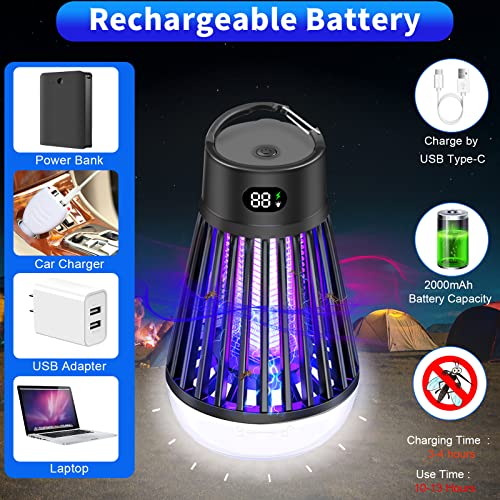 Bug Zapper Outdoor and Indoor - Rechargeable Mosquito and Fly Kill...