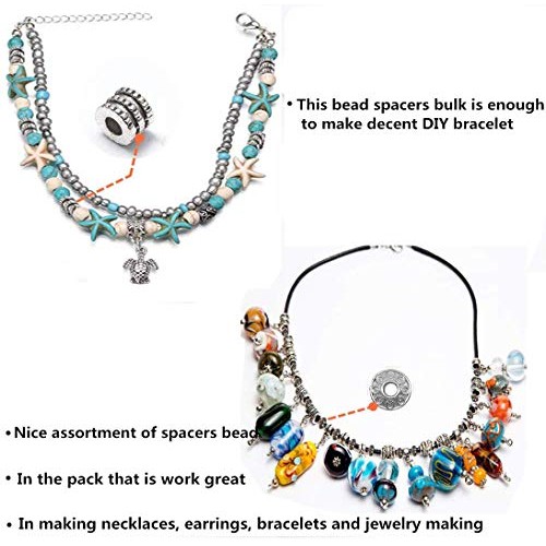 600 Pcs 12 Style Silver Spacer Beads Kit Yoker Jewelry Bead Charm ...