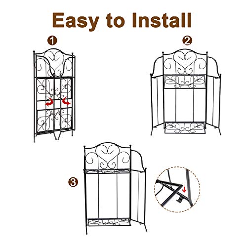 Yolafe Foldable 2 Tier Metal Plant Stand Scrollwork Design Indoor ...