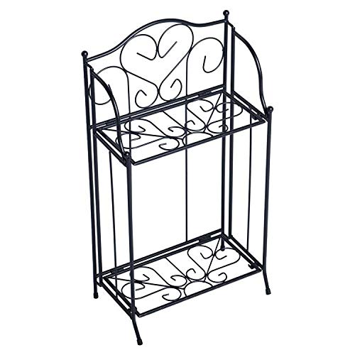 Yolafe Foldable 2 Tier Metal Plant Stand Scrollwork Design Indoor ...