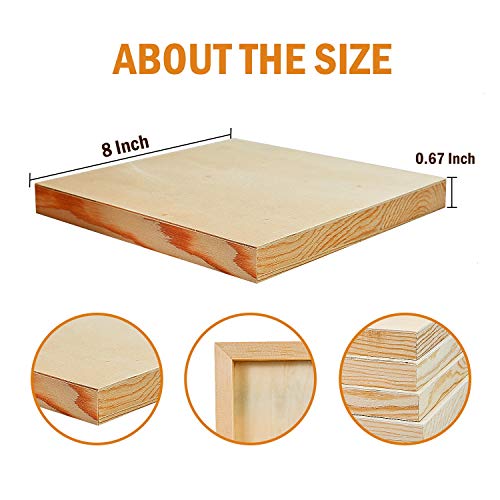 YoleShy 6 Pcs 8 x 8 Unfinished Wood Cradled Painting Panel Boa...