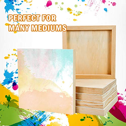 YoleShy 6 Pcs 8 x 8 Unfinished Wood Cradled Painting Panel Boa...