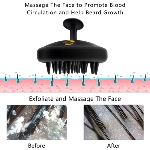 Beard Brush for Men, Hair &Beard Shampoo Silicone Brush -Professio...