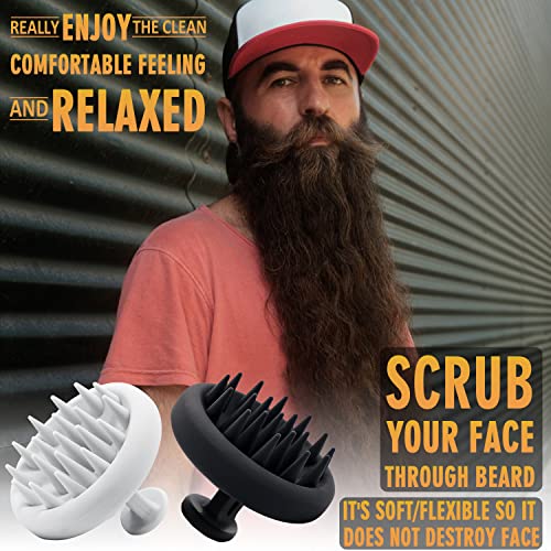 Beard Brush for Men, Hair &Beard Shampoo Silicone Brush -Professio...
