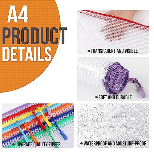 YOPCDJ 24pcs Mesh Zipper Pouch File Bags Puzzle Storage Bags, A4 1...