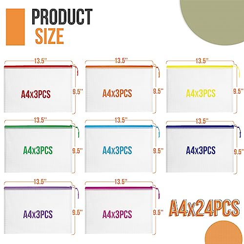 YOPCDJ 24pcs Mesh Zipper Pouch File Bags Puzzle Storage Bags, A4 1...