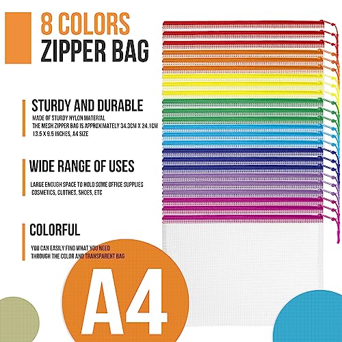 YOPCDJ 24pcs Mesh Zipper Pouch File Bags Puzzle Storage Bags, A4 1...