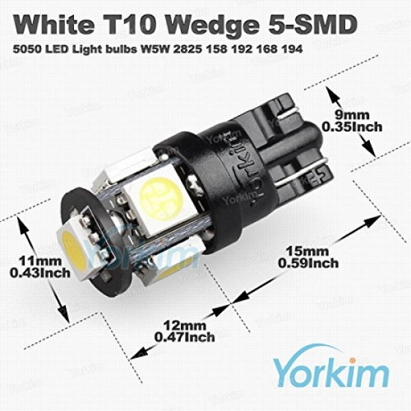 Yorkim 194 LED Bulbs White 6000k Super Bright Newest 5th Generatio...
