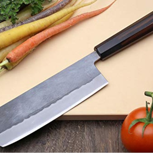 Yoshihiro Kurouchi Black-Forged Blue Steel Stainless Clad Nakiri J...