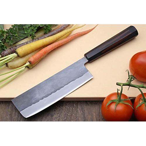 Yoshihiro Kurouchi Black-Forged Blue Steel Stainless Clad Nakiri J...