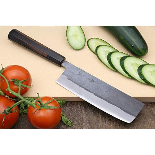 Yoshihiro Kurouchi Black-Forged Blue Steel Stainless Clad Nakiri J...