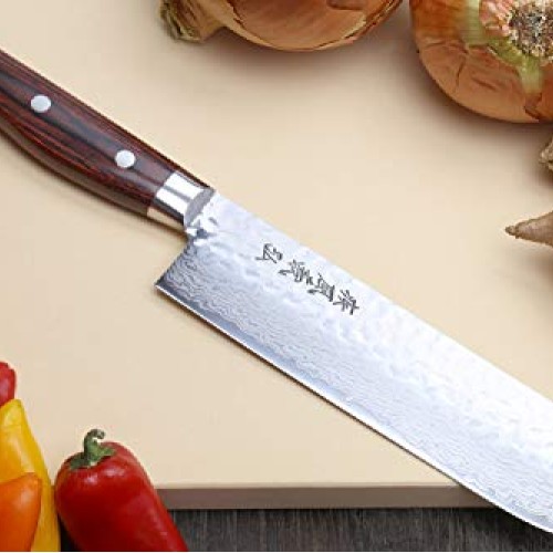 Yoshihiro VG-10 16 Layer Hammered Damascus Stainless Steel Nakiri ...