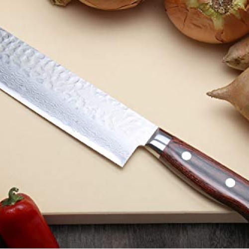 Yoshihiro VG-10 16 Layer Hammered Damascus Stainless Steel Nakiri ...