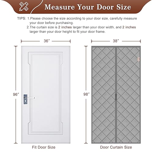 Yotache Magnetic Thermal Insulated Door Curtain Fits Door Size 36 ...