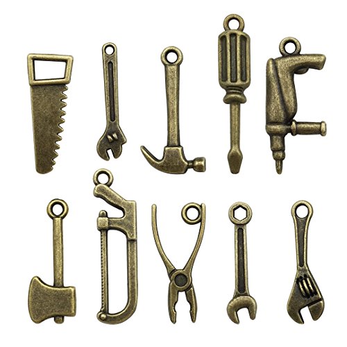 50 PCS Worker 3D Tool Charms Collection - Arm Saw Wrench Spanner S...