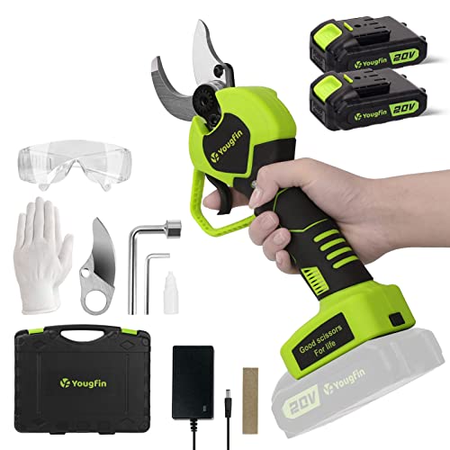 YOUGFIN Electric Pruning Shears for Gardening, Brushless Cordless ...