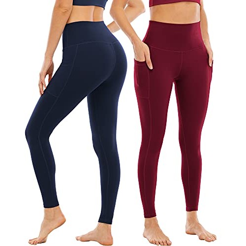 YOUNGCHARM 4 Pack Leggings with Pockets for Women,High Waist Tummy...
