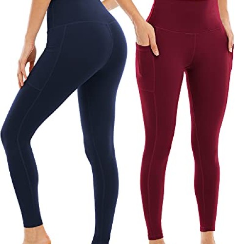 YOUNGCHARM 4 Pack Leggings with Pockets for Women,High Waist Tummy...