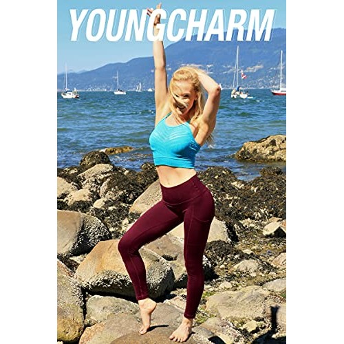 YOUNGCHARM 4 Pack Leggings with Pockets for Women,High Waist Tummy...