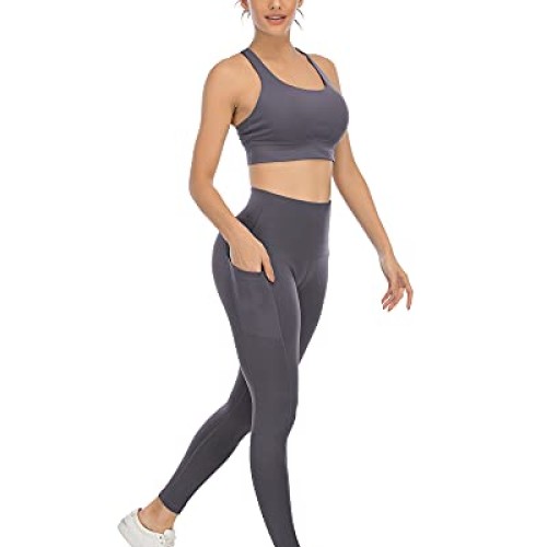 YOUNGCHARM 4 Pack Leggings with Pockets for Women,High Waist Tummy...