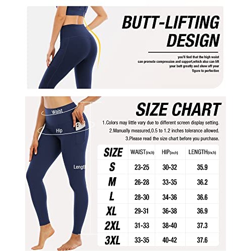 YOUNGCHARM 4 Pack Leggings with Pockets for Women,High Waist Tummy...