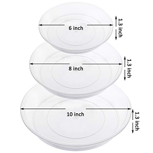 Youngever 21 Pack Clear Plastic Plant Saucers, Thick Heavy Duty Pl...