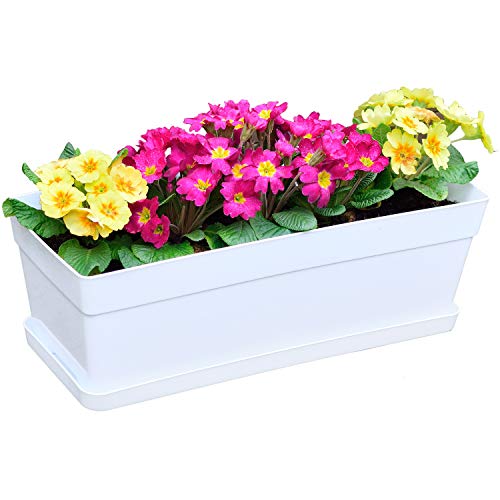 Youngever 3 Pack 15 Inch Plastic Window Box Planter, Flower Box Pl...
