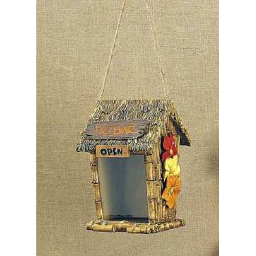 Youngs Resin Tiki Bar Birdfeeder Figurine, 8-Inch