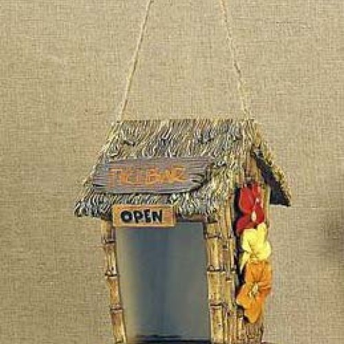 Youngs Resin Tiki Bar Birdfeeder Figurine, 8-Inch