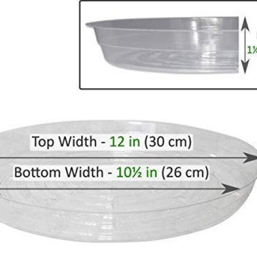 Clear Plant Saucers - 12 Inch - Excellent For Indoor & Outdoor Pla...