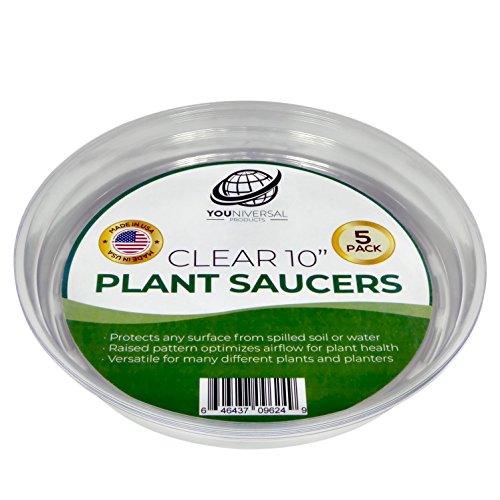 YOUniversal Products 5 Pack of 10 Inch Clear Plastic Plant Saucers...