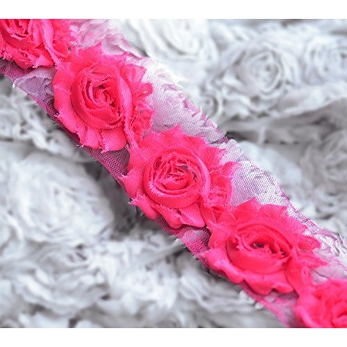 5 Yard Shabby Rose Trim 70 Shabby Flowers Shabby Frayed Chiffon Fl...