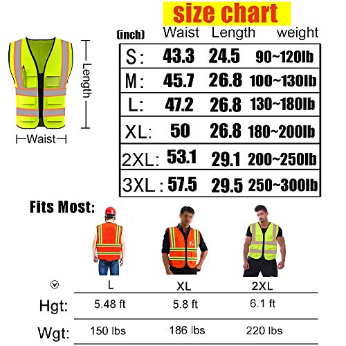 High Visibility Reflective Safety Vest Customize Logo With 5 Pocke...
