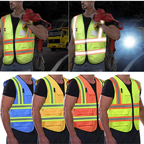 High Visibility Reflective Safety Vest Customize Logo With 5 Pocke...