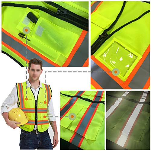 High Visibility Reflective Safety Vest Customize Logo With 5 Pocke...