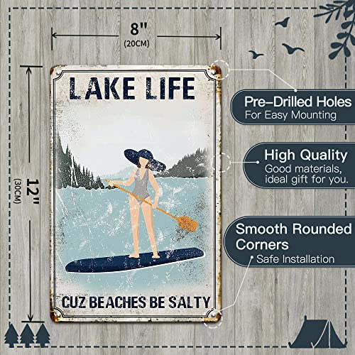 Lake House Decor Beach Decor Lake Life Retro Metal Tin Signs - Lak...