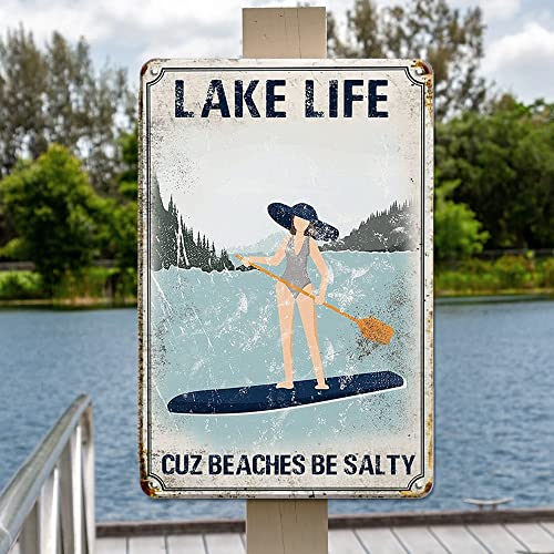 Lake House Decor Beach Decor Lake Life Retro Metal Tin Signs - Lak...