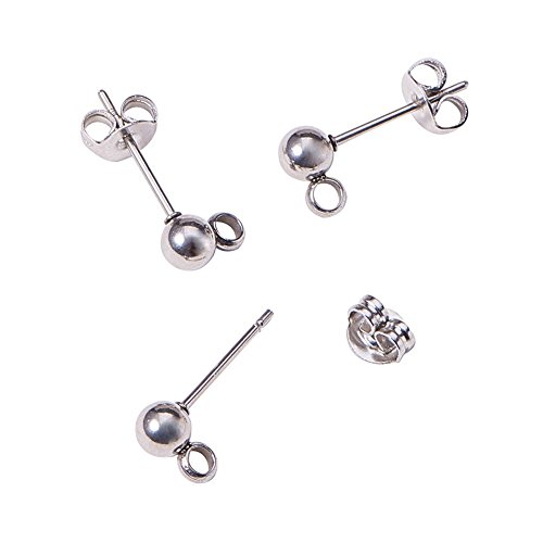 YOYOSTORE 100 Round Ball with Ring Iron Earrings Posts for Jewelry...