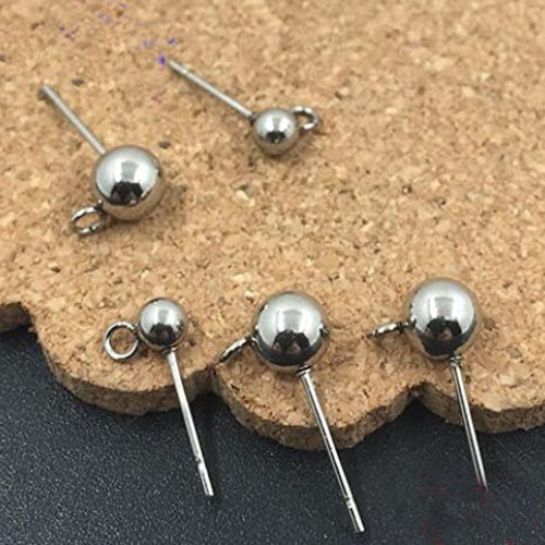 YOYOSTORE 100 Round Ball with Ring Iron Earrings Posts for Jewelry...