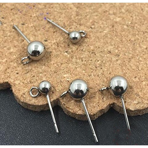 YOYOSTORE 100 Round Ball with Ring Iron Earrings Posts for Jewelry...