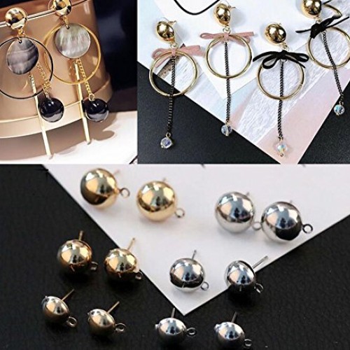YOYOSTORE 100 Round Ball with Ring Iron Earrings Posts for Jewelry...