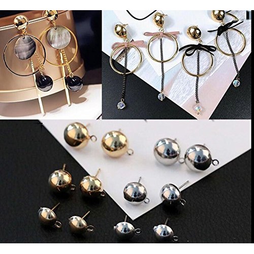 YOYOSTORE 100 Round Ball with Ring Iron Earrings Posts for Jewelry...