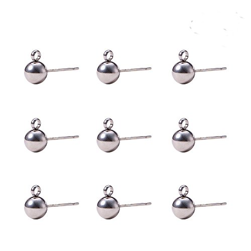 YOYOSTORE 100 Round Ball with Ring Iron Earrings Posts for Jewelry...
