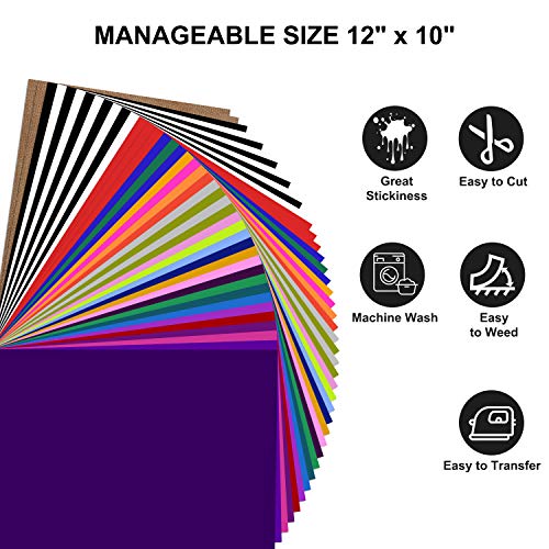 HTV Heat Transfer Vinyl Bundle : 42 Pack 12 x 10 Sheets Iron on ...