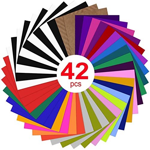 HTV Heat Transfer Vinyl Bundle : 42 Pack 12 x 10 Sheets Iron on ...