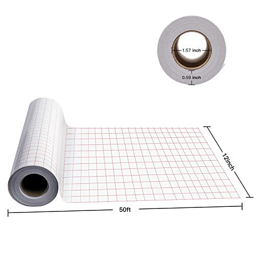YRYM HT Clear Vinyl Transfer Paper Tape Roll-12 x 50 FT w/Alignmen...
